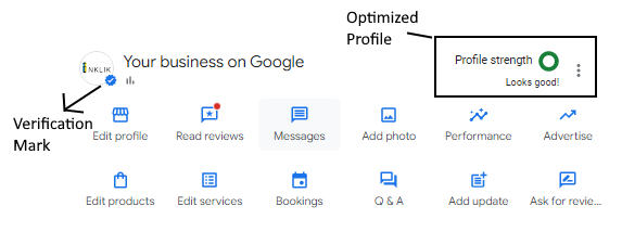 Inklik-digital-marketing-agency-google-business-profile-dashboard-showing-verification-mark-and-optimised-profile
